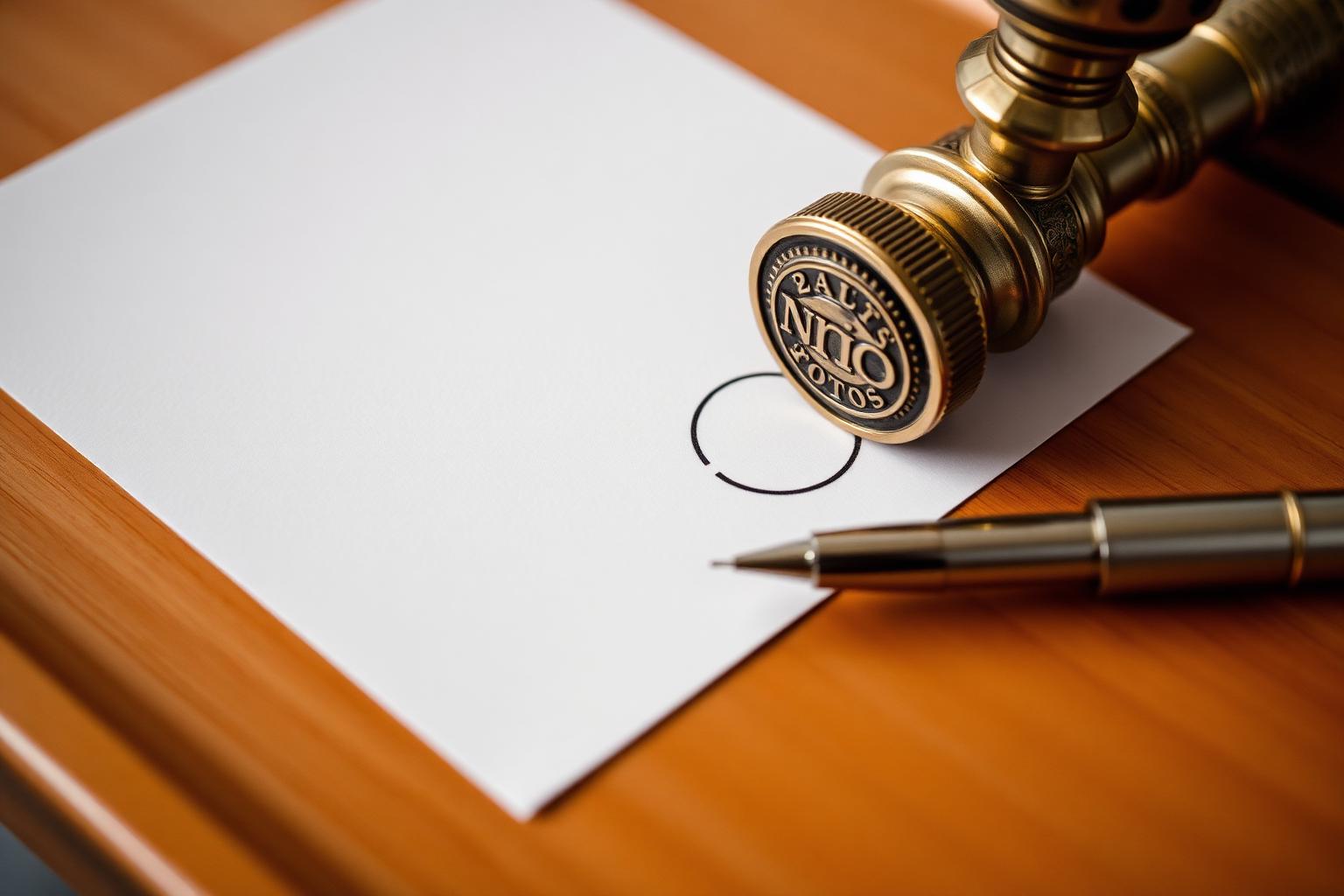 Notary seal and pen on a document — powers of attorney and advance directives notarized at the hospital
